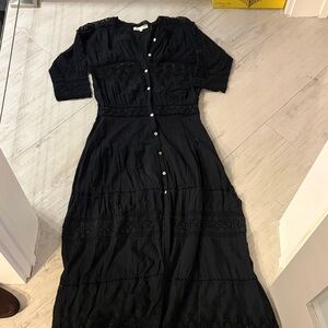 Black low shack fancy dress with crochet detail